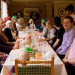 WrekinWritersXmas2010 Simon successfully managing to hide somewhere down the end of the table at the Wrekin Writer Xmas meal: Photocredit - Mike White