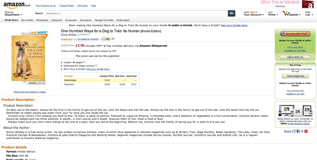 One Hundred Ways For A Dog To Train Its Human now available as an eBook