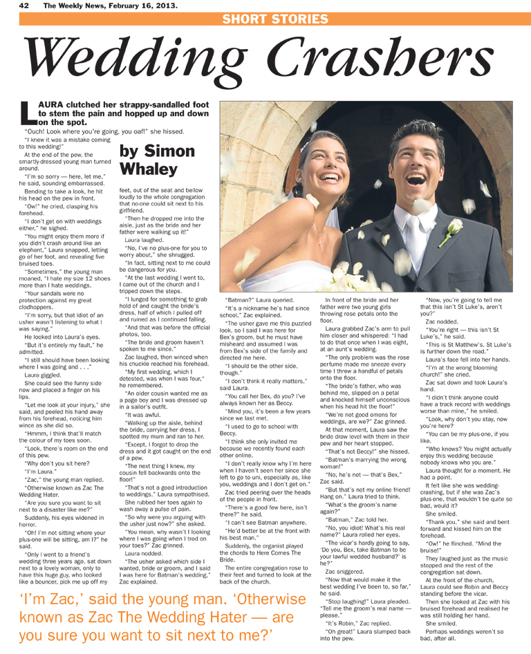 Wedding Crashers - published in The Weekly News